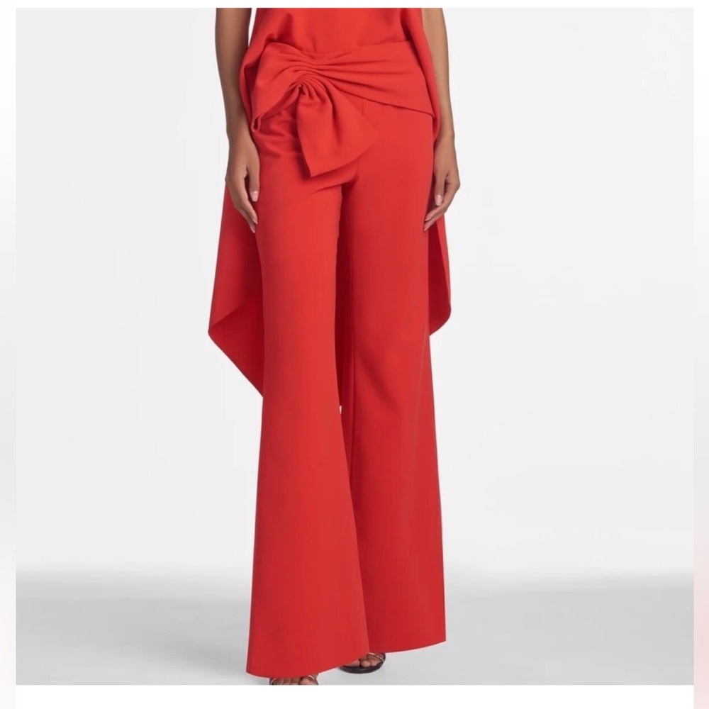 SACHIN & BABI Whitely Coral Bow Wide Leg Palazzo Pants Trousers‎ Sz 0 $329 NWT